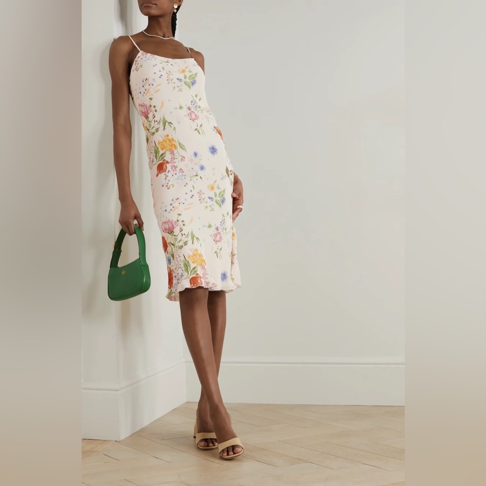 Reformation Emerick Scoop Neck Floral Print Woven Midi Dress in Etude, size L